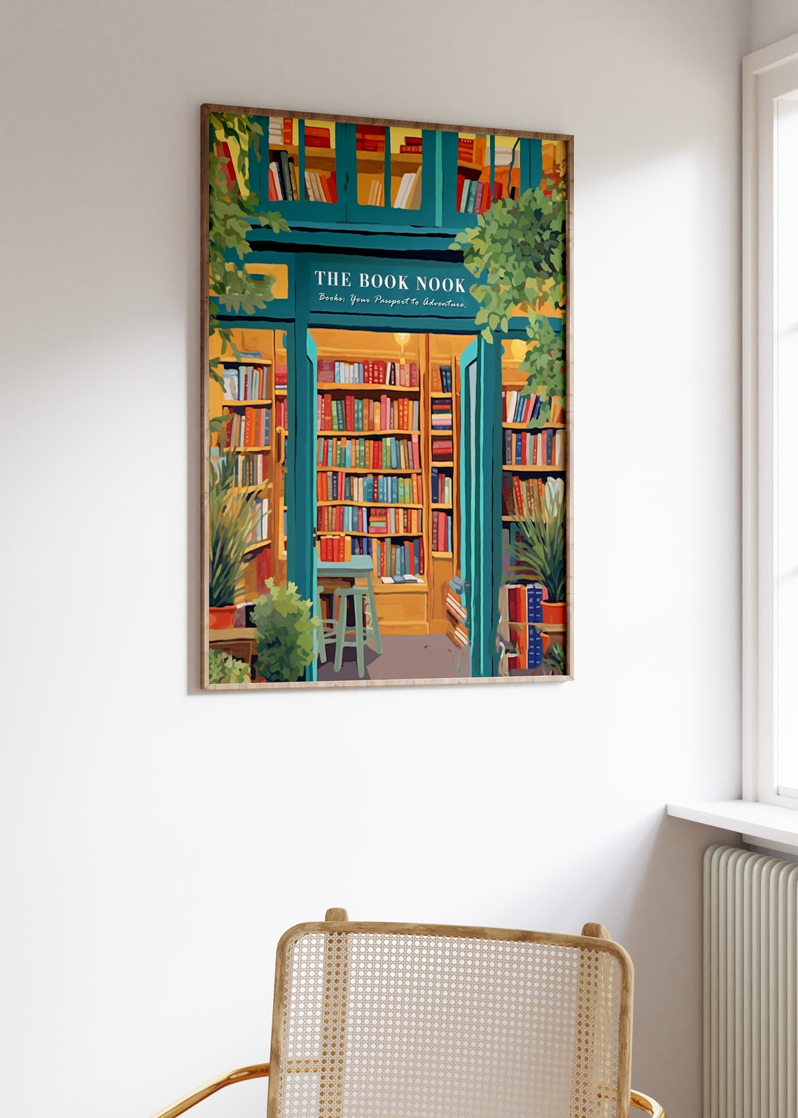 The Book Nook Cozy Bookstore Storefront Library Art Book Lover Poster - Image 3
