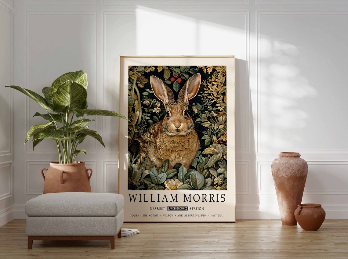 William Morris Rabbit Floral Woodland London Botanical Art Poster - Image 3