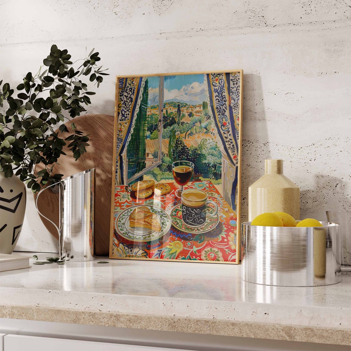 Islamic Coffee Cup Arabic Calligraphy Pastry Window View Art Poster - Image 2