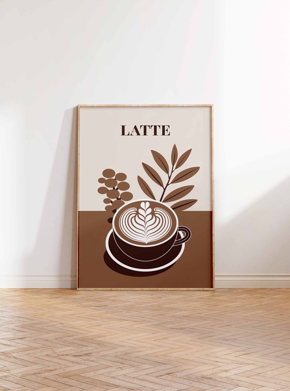Latte Serif Botanical Rosetta Latte Art Kitchen Decor Poster - Image 2