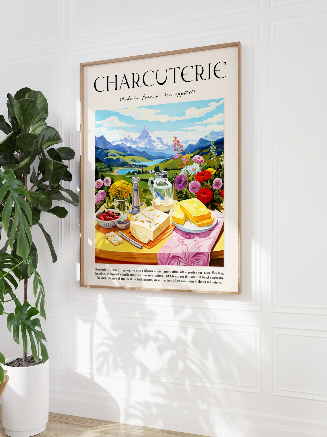 Charcuterie French Cheese Board Alpine Scene Vibrant Rustic Poster - Image 3