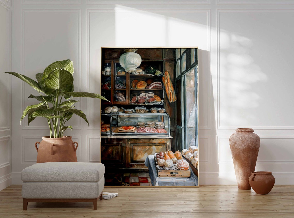 Bakery Deli Shelves Fresh Bread Pastries Hanging Baguettes Poster - Image 3