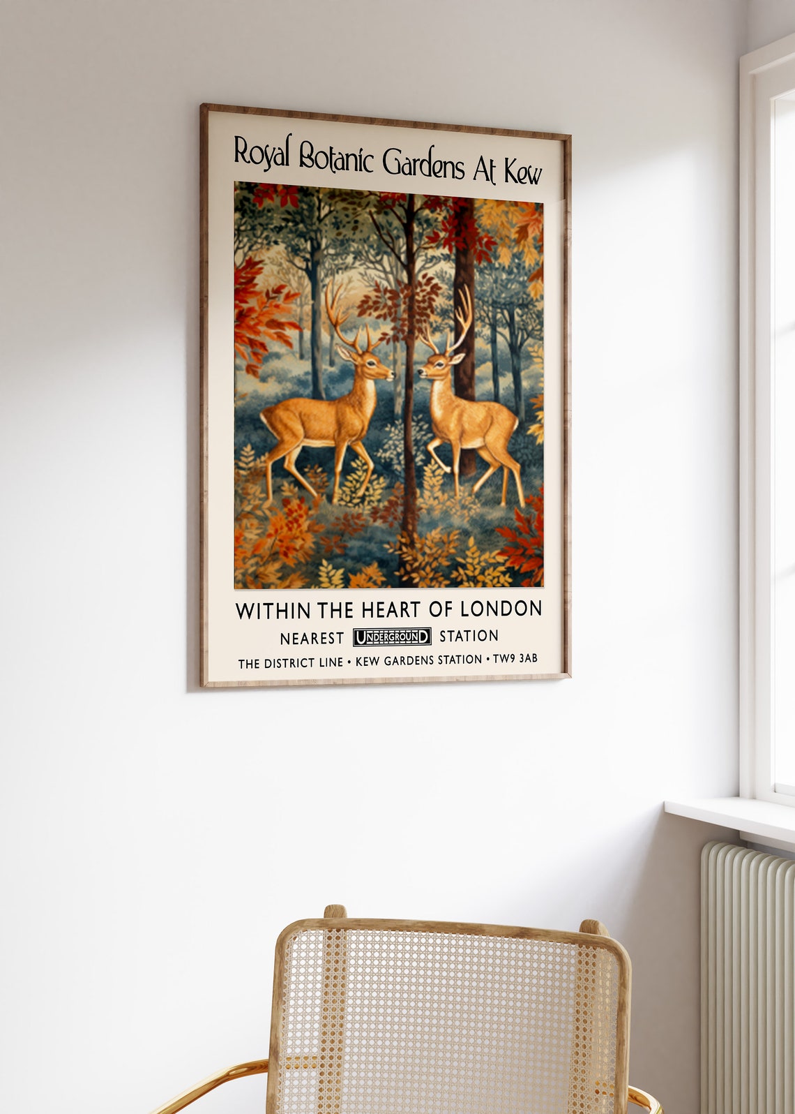 Royal Botanic Gardens Kew London Deer Forest Vintage Style Poster - Image 3
