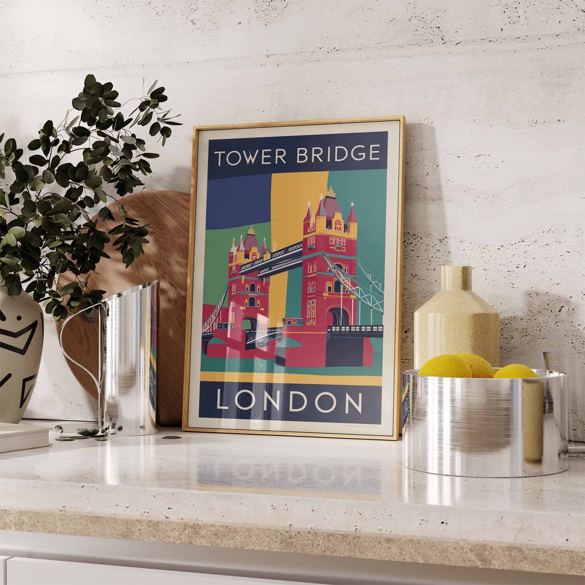 Tower Bridge Poster London Print London Art London Poster London Travel Print William Morris Print Vintage Decor Retro Travel Art - Image 3