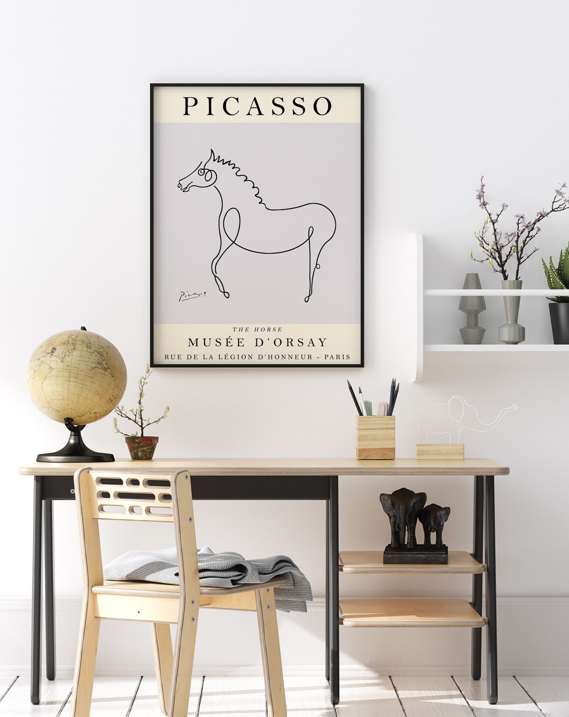 Picasso The Horse Line Drawing Grey Minimalist Musee Dorsay Poster - Image 2