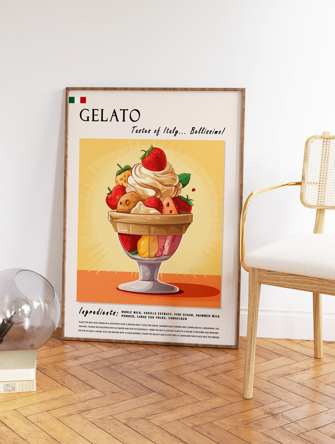 Vintage Gelato Tastes Of Italy Bellissimo Recipe Kitchen Poster - Image 2