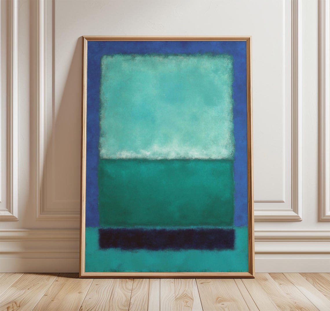 Teal Blue Soft Color Field Abstract Minimalist Modern Art Poster
