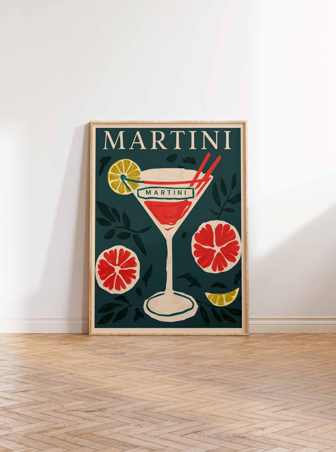 Martini Cocktail Vintage Advertisement Citrus Bar Decor Wall Poster - Image 2