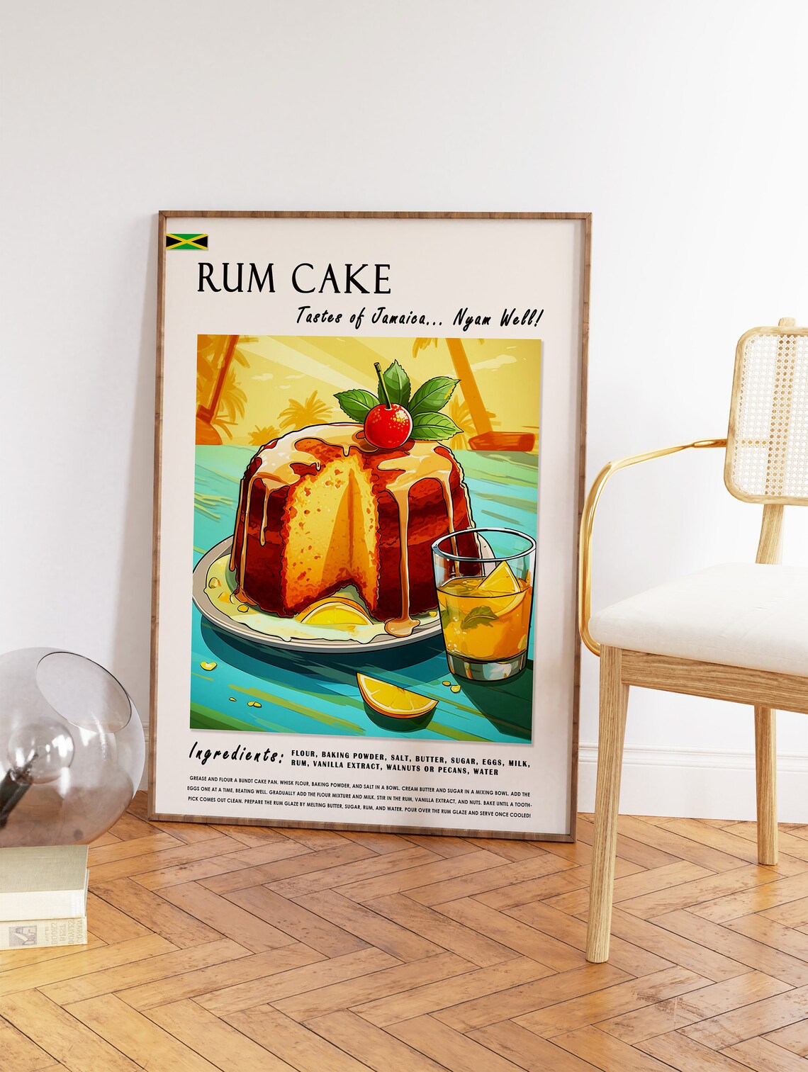 Rum Cake Jamaican Food Poster, Caribbean Dessert Art - Image 2