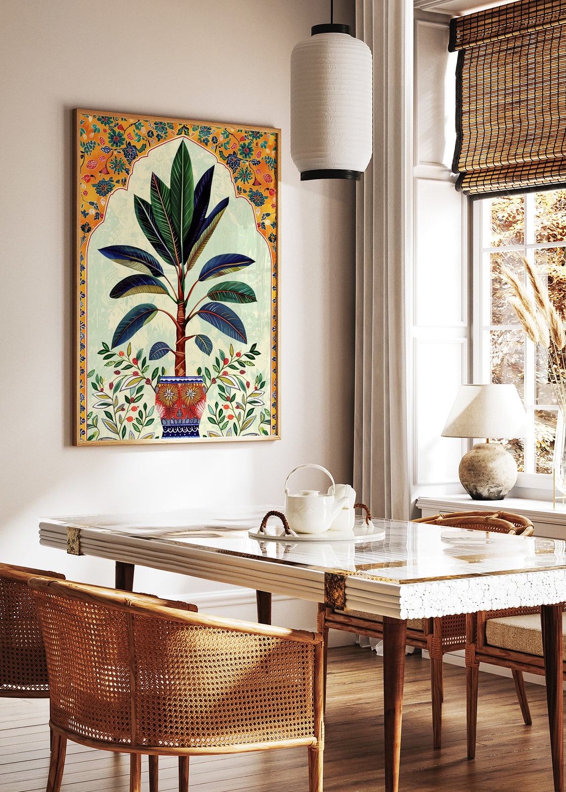 Islamic Floral Botanical Arch Potted Fig Tree Ornamental Art Poster - Image 2