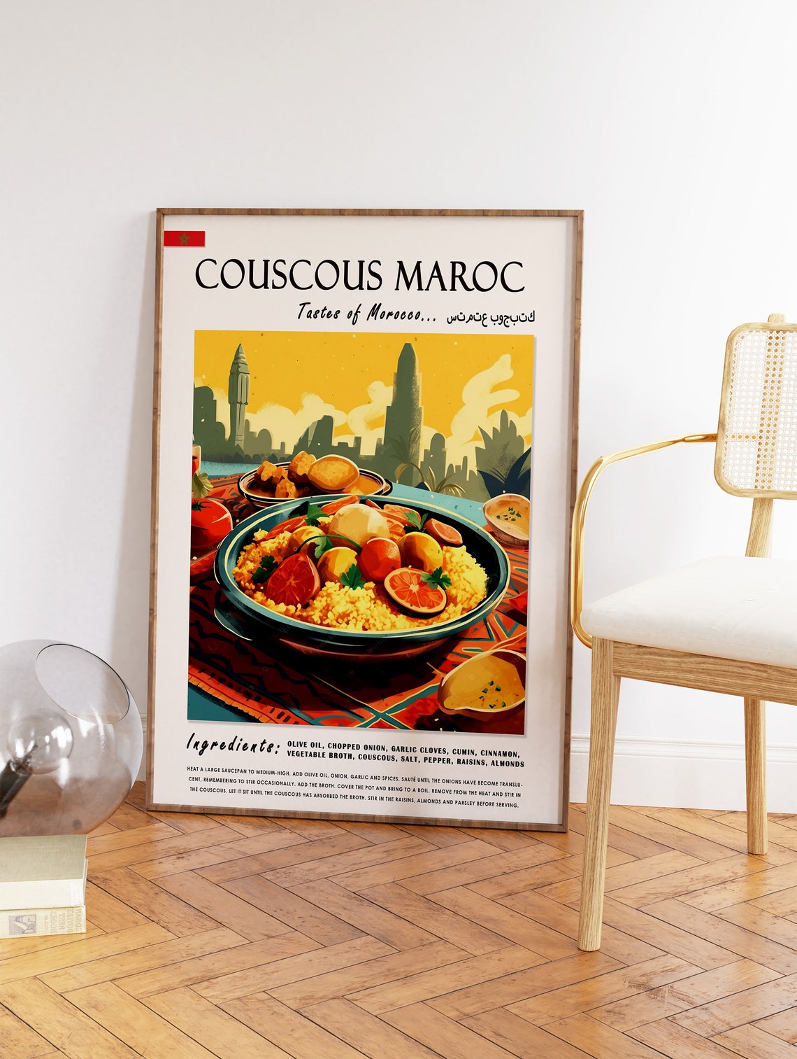 Couscous Maroc Tastes Of Morocco Recipe Kitchen Art Poster Gift - Image 2