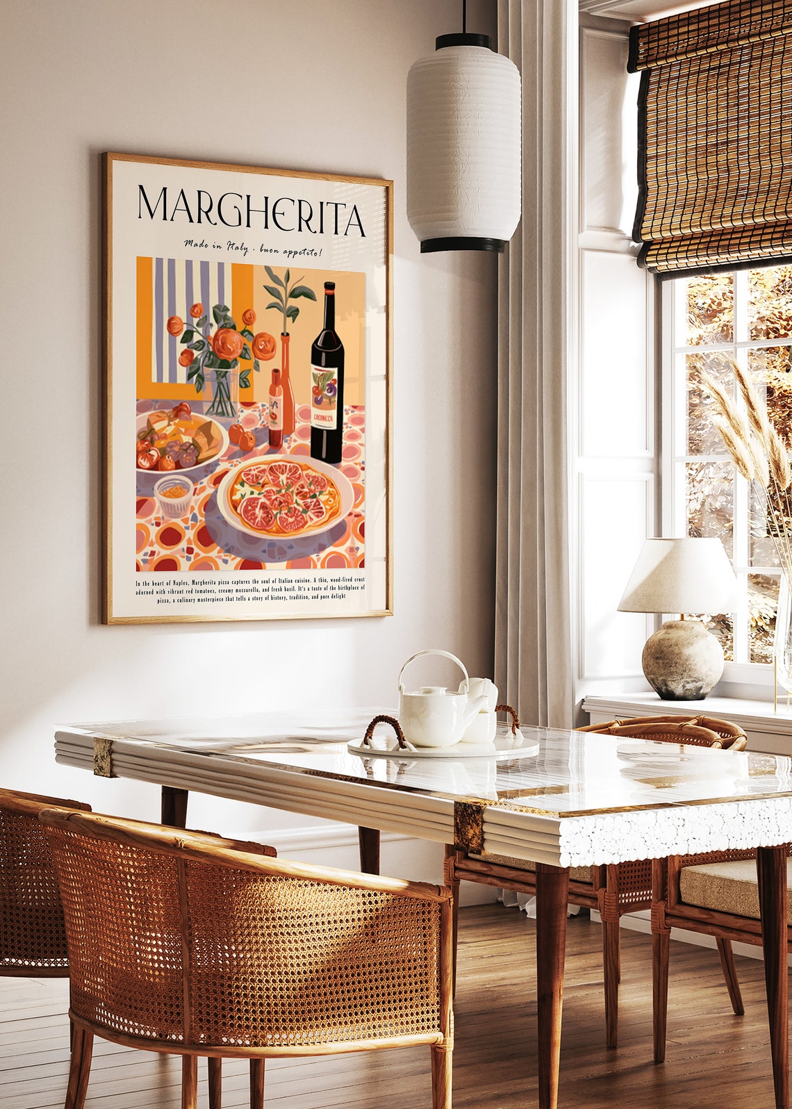 Margherita Pizza Made In Italy Vintage Naples Kitchen Poster - Image 2