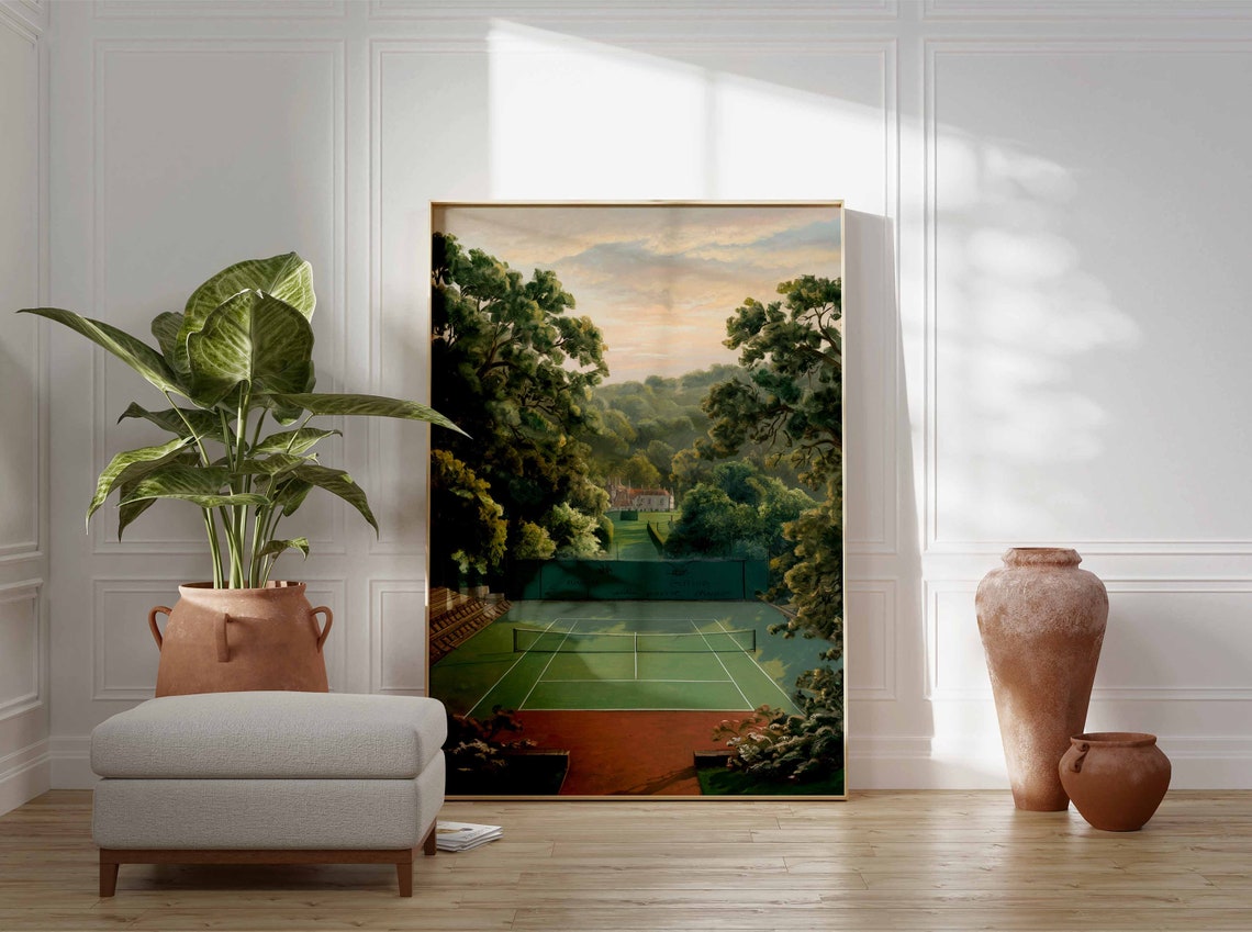 Tennis Poster Tennis Court Art Sports Wall Art Tennis Gift Botanical Print Floral Art Tennis Decor Sport Poster Wall Art Poster - Image 2