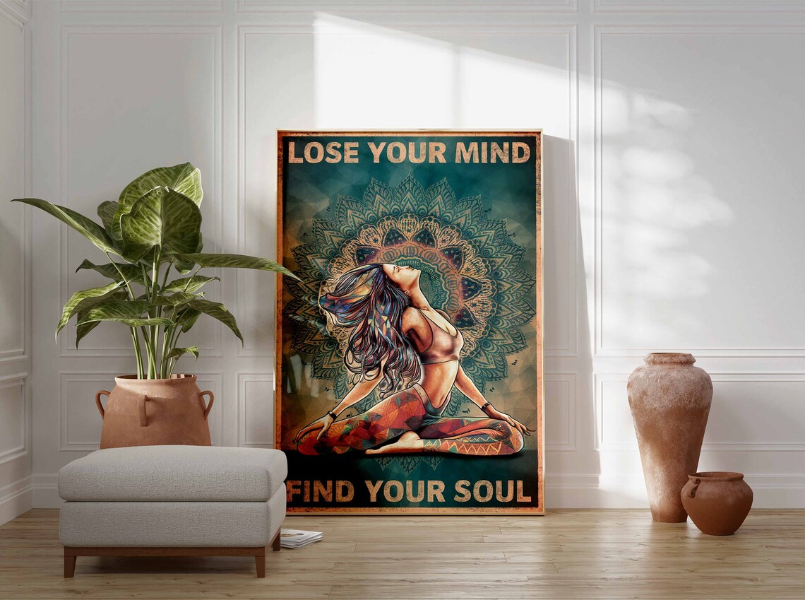 Lose Your Mind Find Your Soul Yoga Meditation Mandala Spiritual Woman Poster - Image 3