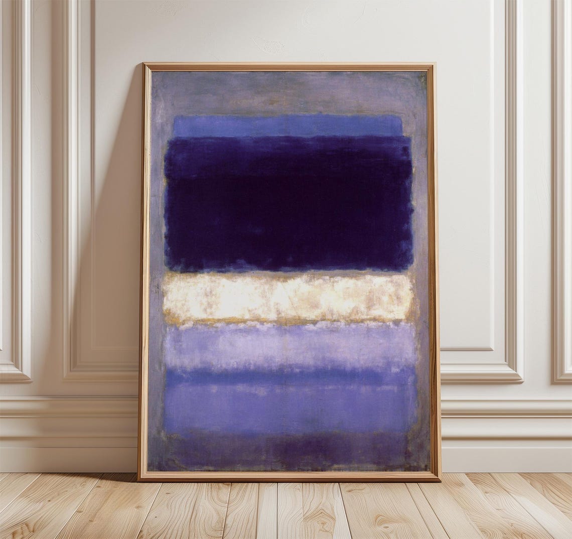 Deep Indigo Purple Color Field Bands Abstract Modern Wall Art
