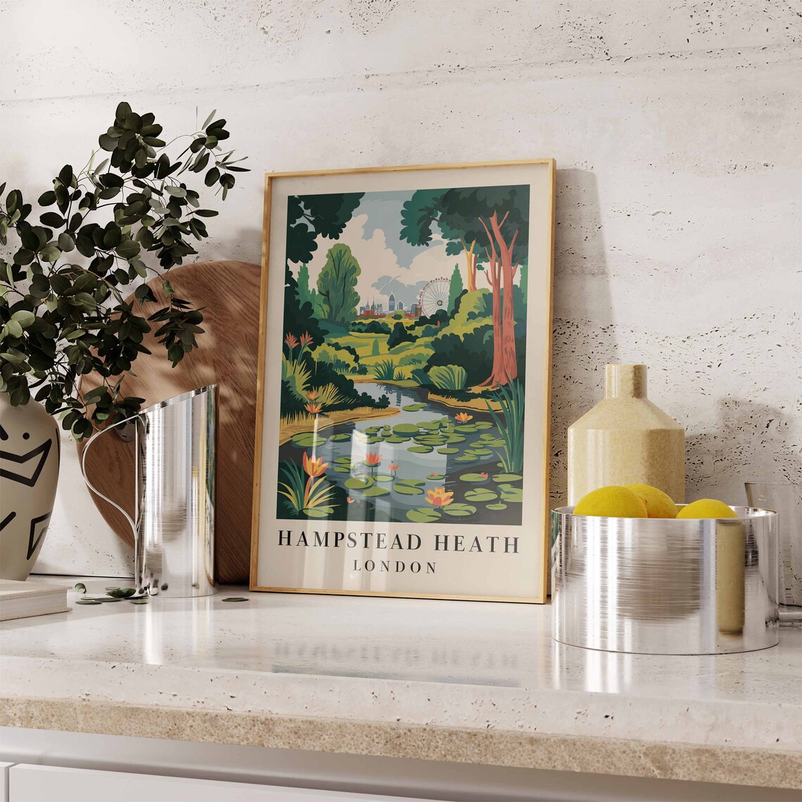 Hampstead Heath Poster London Print London Art London Poster London Travel Print William Morris Print Retro London Art - Image 3