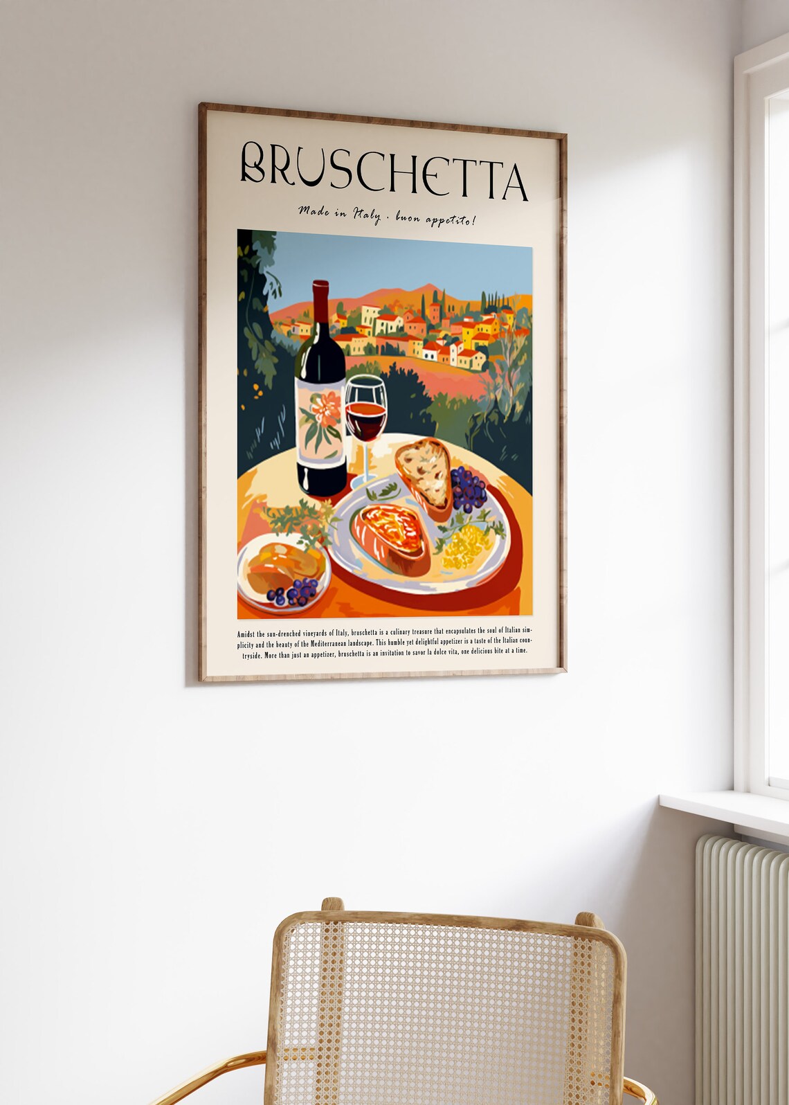 Bruschetta Made In Italy Vineyard Village Vintage Food Art Poster - Image 3