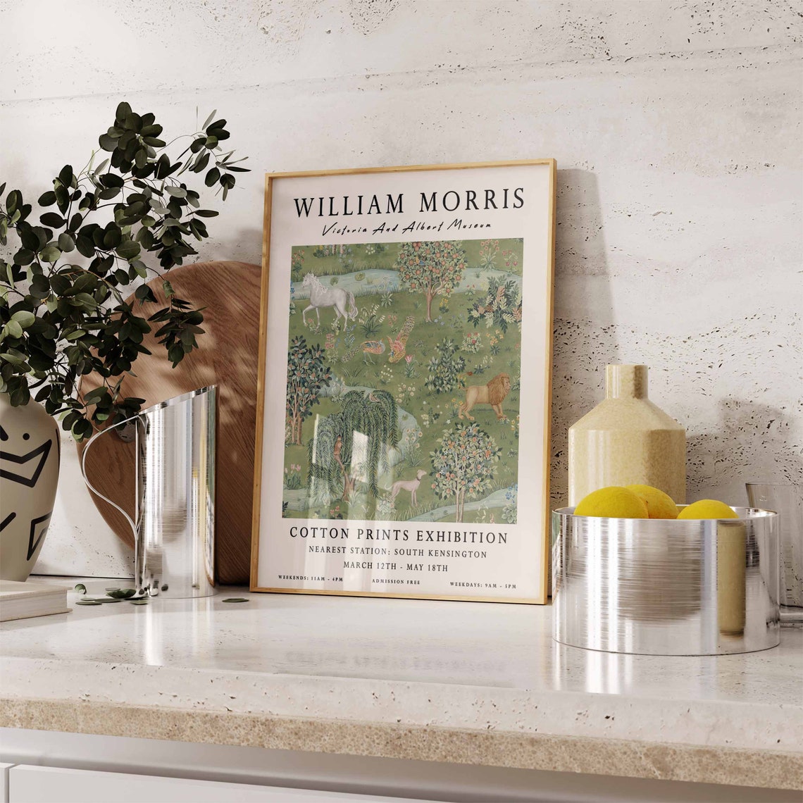 William Morris Forest Animals Cotton Prints Exhibition Poster - Image 3
