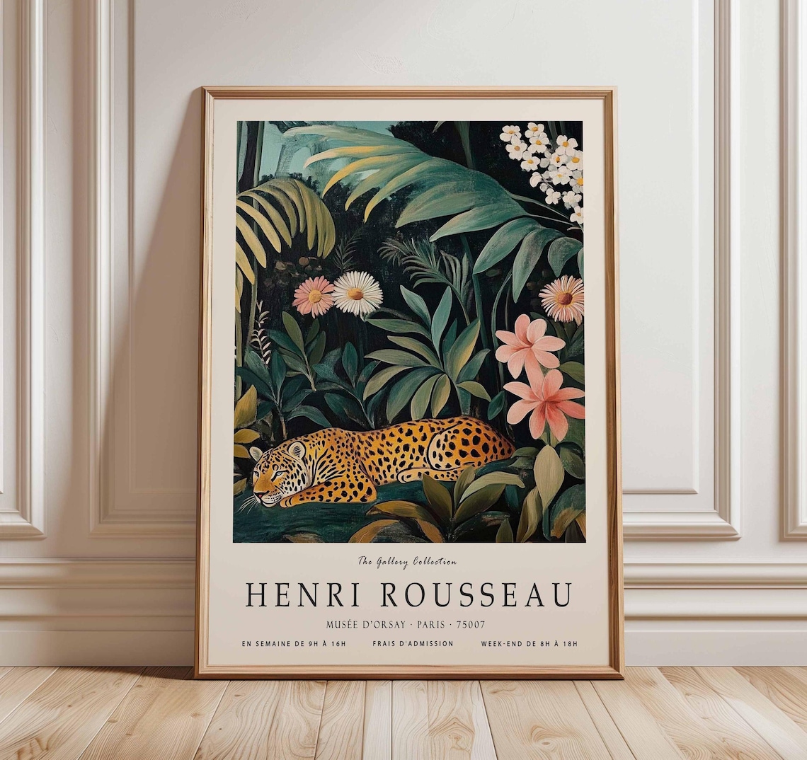 Henri Rousseau Vintage Tiger Poster, Tropical Decor