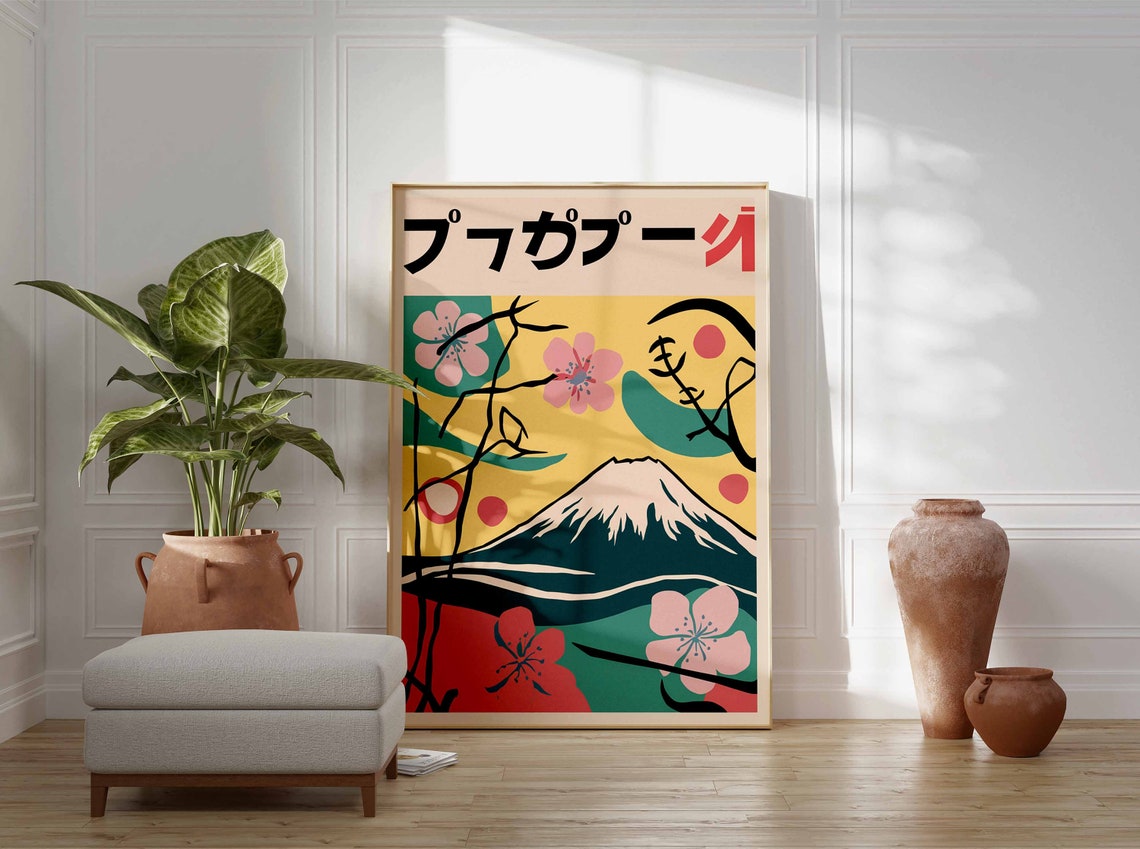 Mount Fuji Cherry Blossom Pretty Pastel Japanese Spring Art Poster - Image 3
