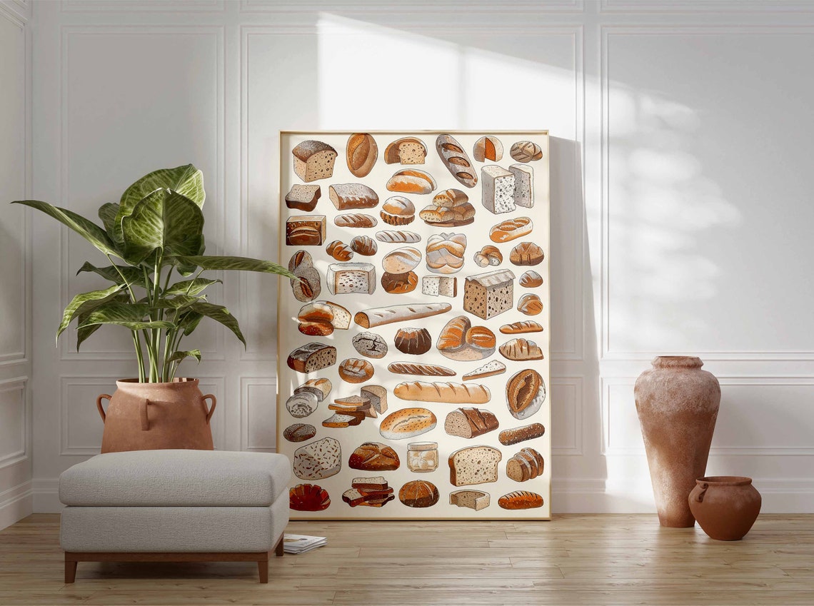 Watercolor Bread Collection Illustrated Bakery Poster Kitchen Decor - Image 3