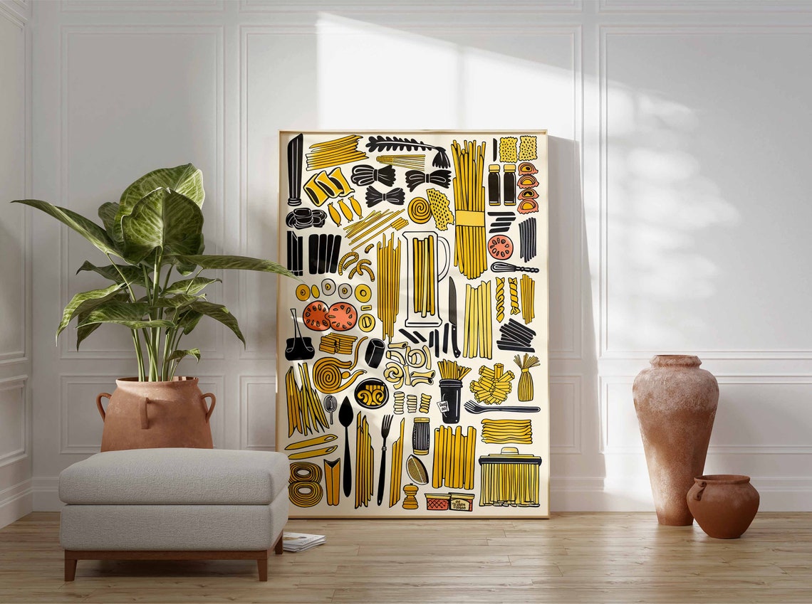 Illustrated Pasta Shapes Collection Kitchen Poster Italian Cooking Art - Image 3
