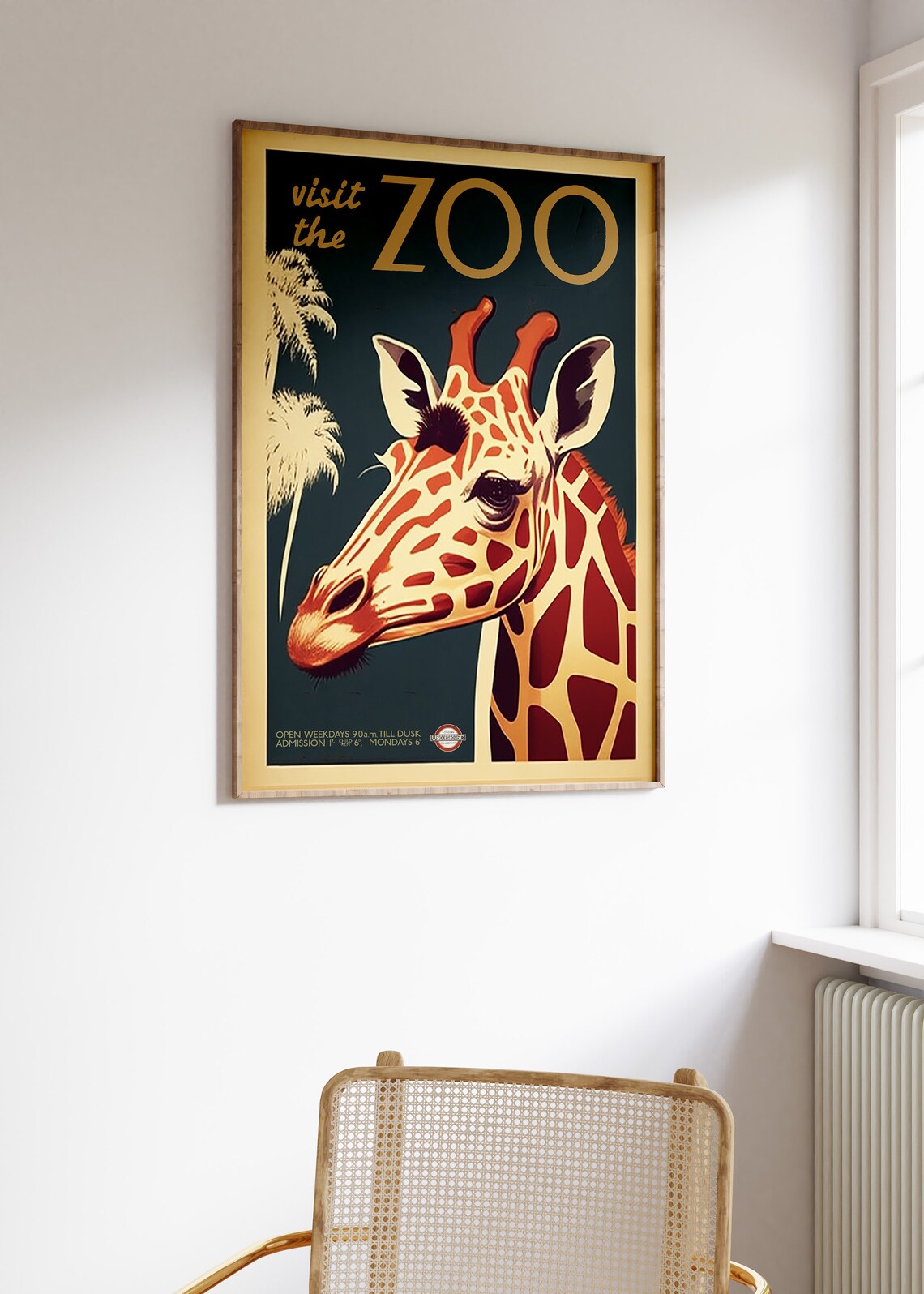 Vintage London Zoo Giraffe Poster, Retro London - Image 3