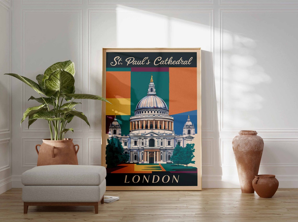 St Pauls Cathedral Color Block Dome London Modern Art Poster - Image 3