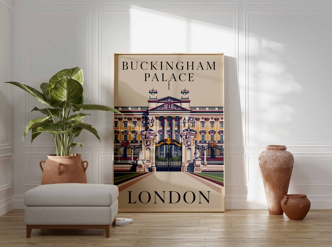 Buckingham Palace Poster London Print London Art London Poster London Travel Print William Morris Print Vintage Art Retro Travel Art - Image 3