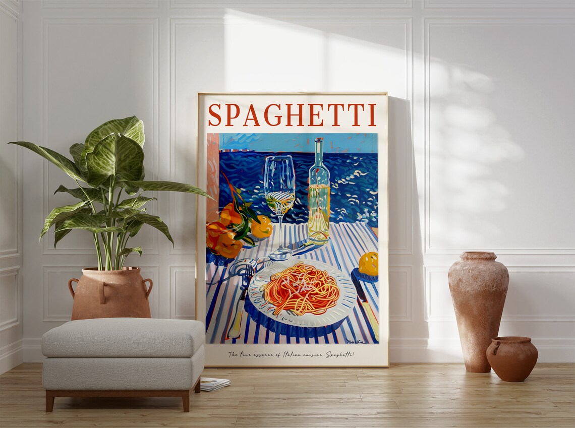 Spaghetti Vintage Food Print, Italian Cafe Decor - Image 3