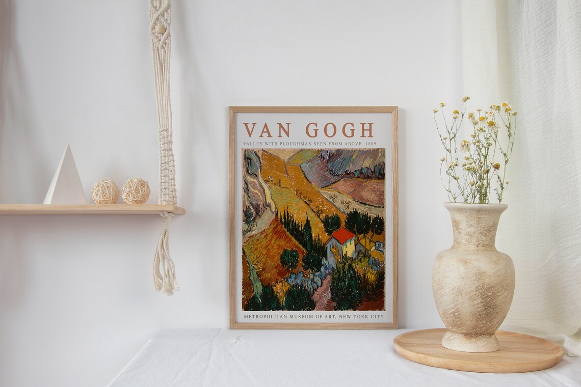 Van Gogh Valley With Ploughman Art Print - Image 2