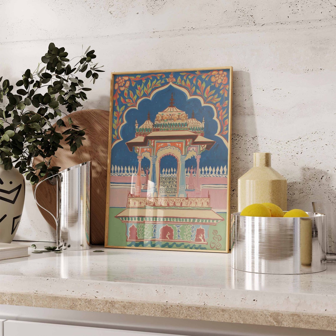 Pichwai Lakeside Domed Pavilion Palace Serene Water Art Poster - Image 3