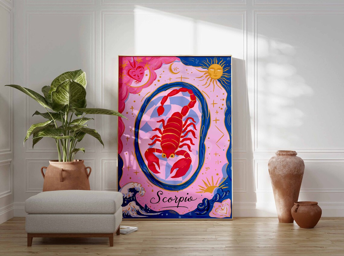 Scorpio Zodiac Poster, Celestial Boho Art Print - Image 2