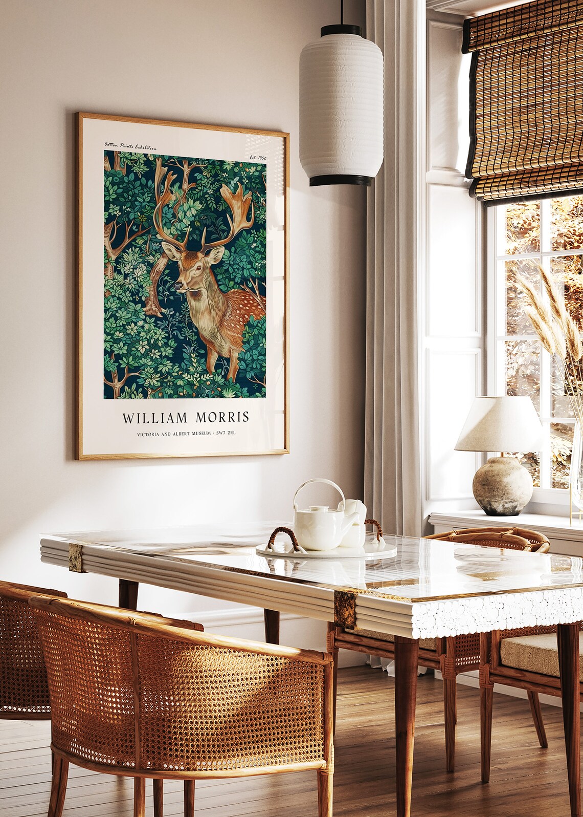 William Morris Stag Deer in Leafy Forest Botanical Vintage Style Poster - Image 2