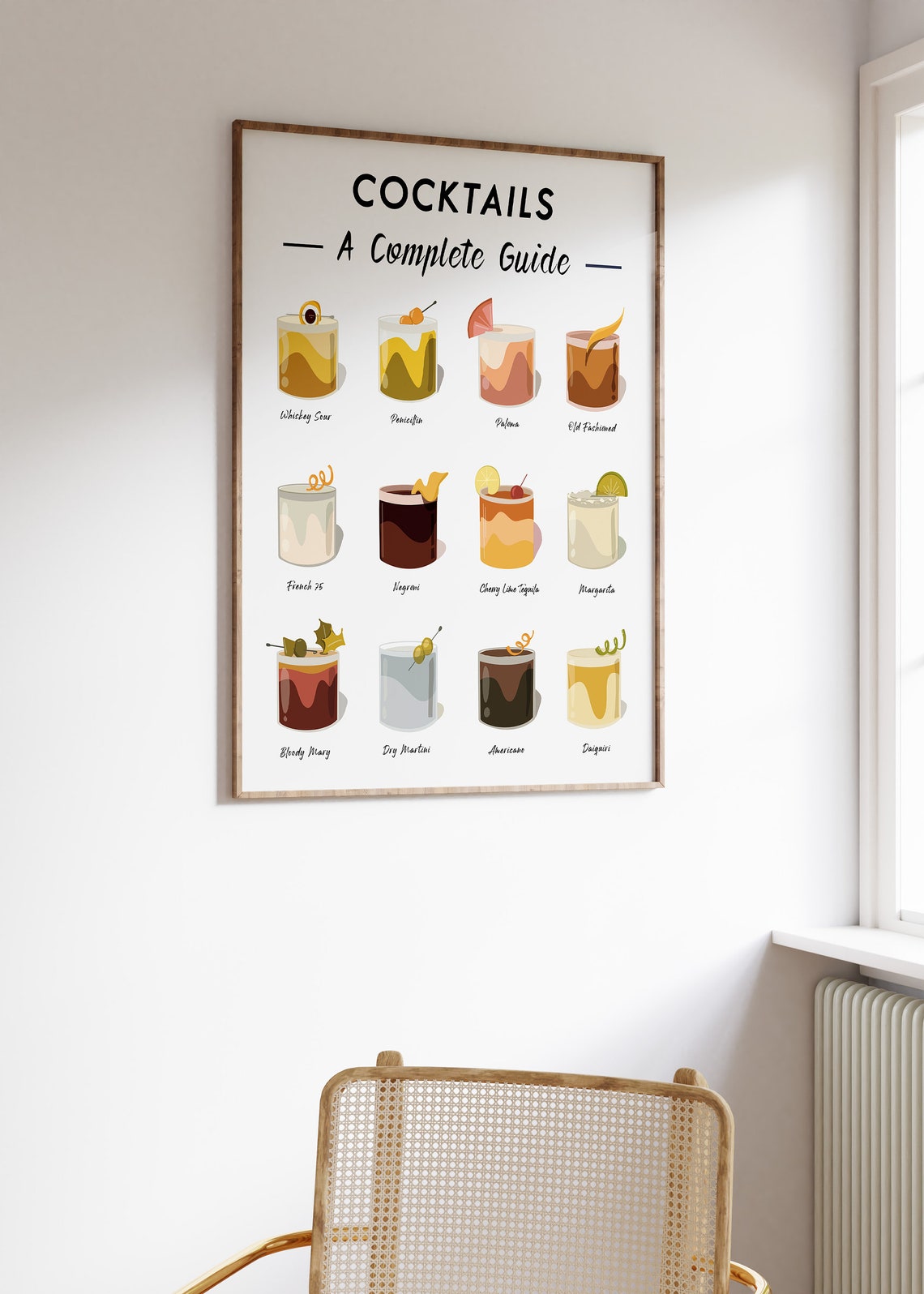 Cocktails A Complete Guide Illustrated Drink Chart Bar Decor Poster - Image 2