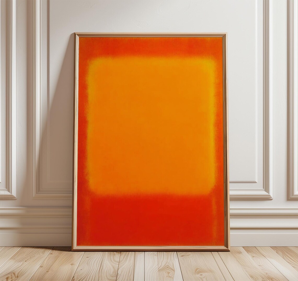 Abstract Orange Red Color Field Poster, Modern Minimalist
