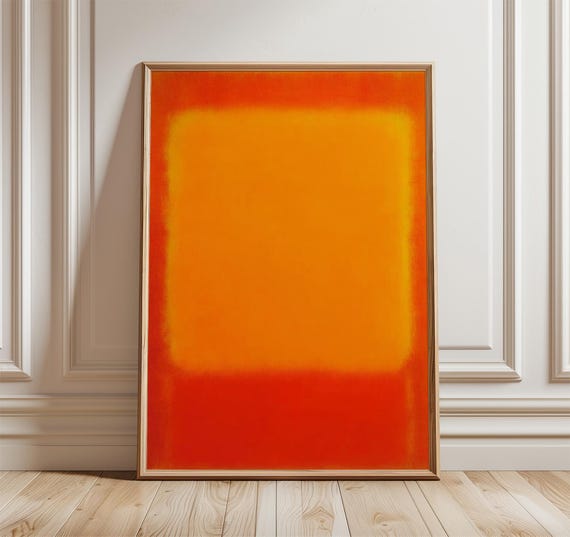 Abstract Orange Red Color Field Poster, Modern Minimalist