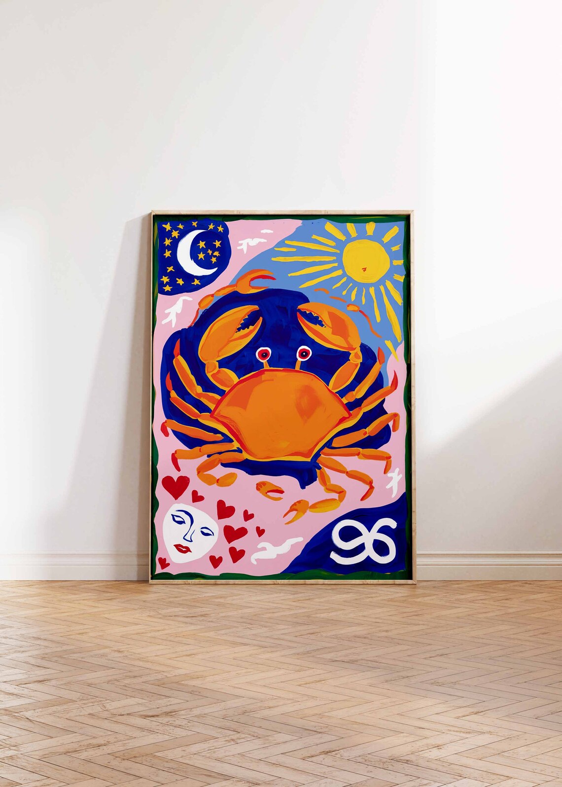 Cancer Star Sign Poster, Boho Astrology Art Print - Image 2