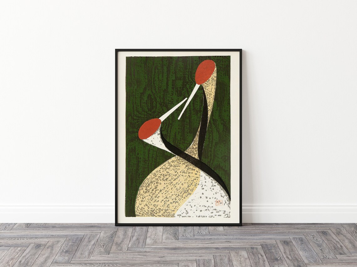 Japanese Vintage Cranes Art Print, Asian Decor - Image 3