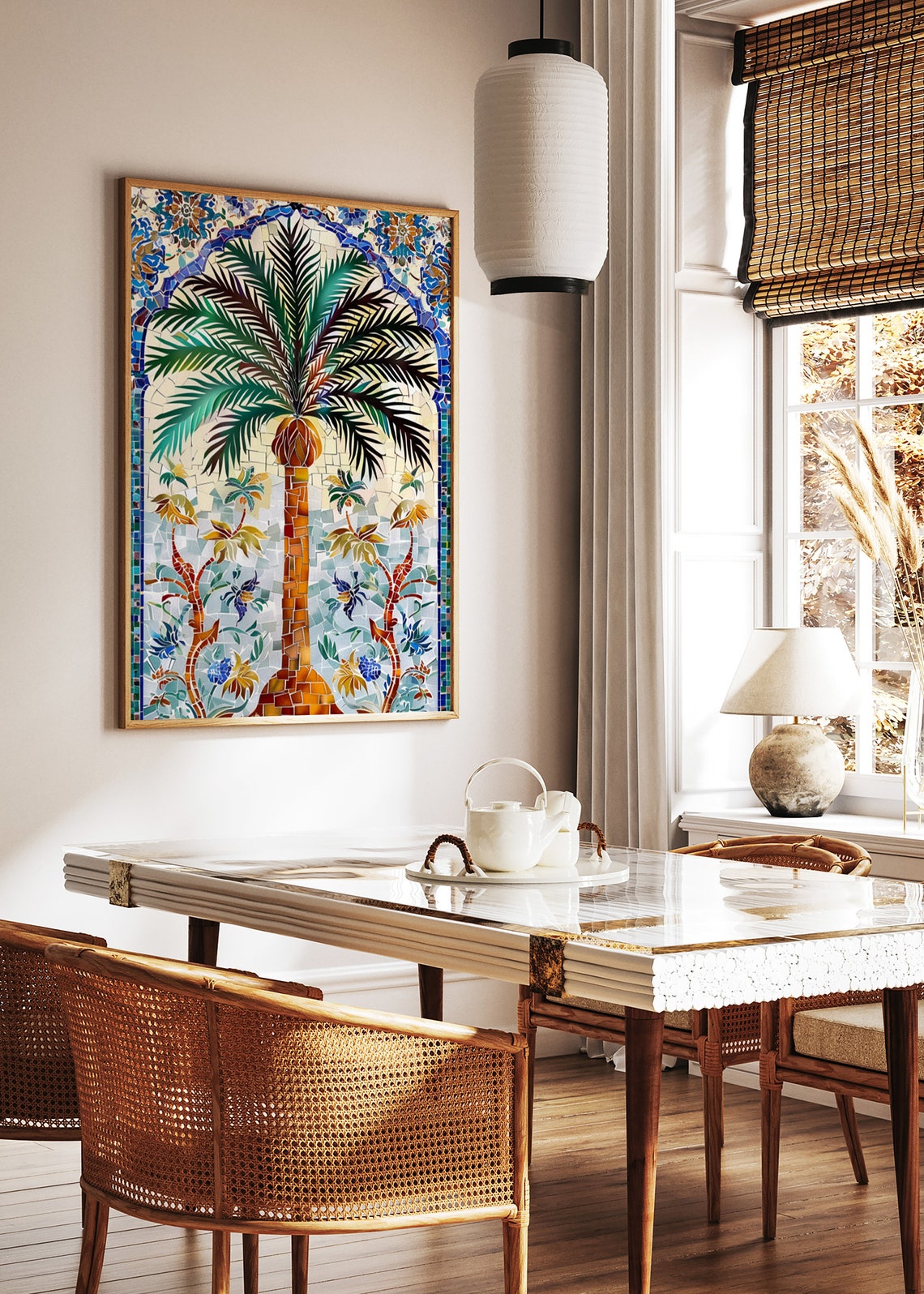 Islamic Palm Tree Mosaic Tile Art Print Old World Arch Decor - Image 2