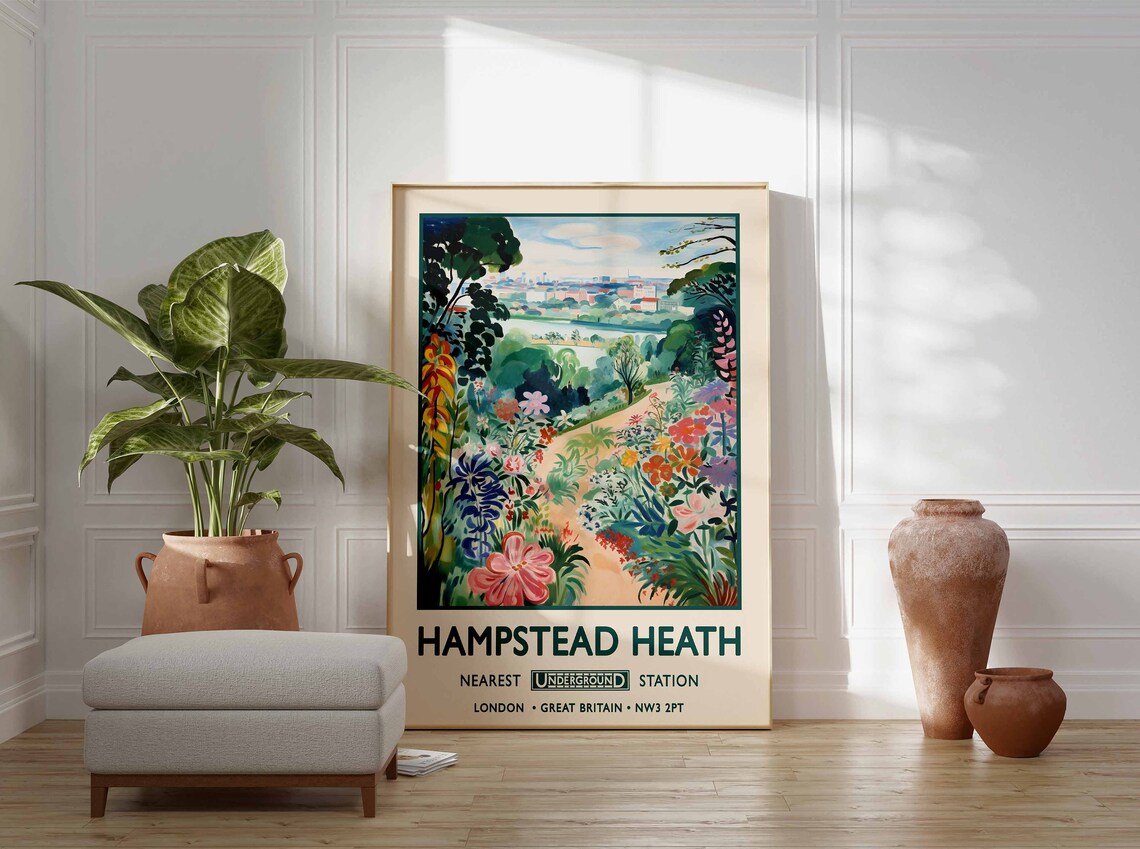 Hampstead Heath London Vintage Poster Print - Image 3