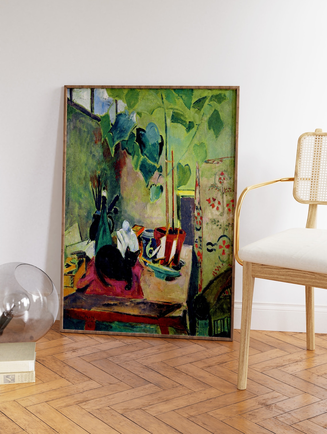 Oskar Moll Cat With House Plant, Fauvist Print - Image 2