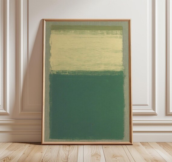 Calm Earthy Green Beige Color Field Abstract Minimalist Wall Art