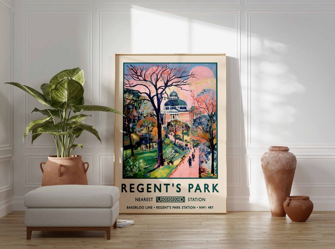 Regent's Park Vintage London Underground Park Travel Poster Art - Image 3