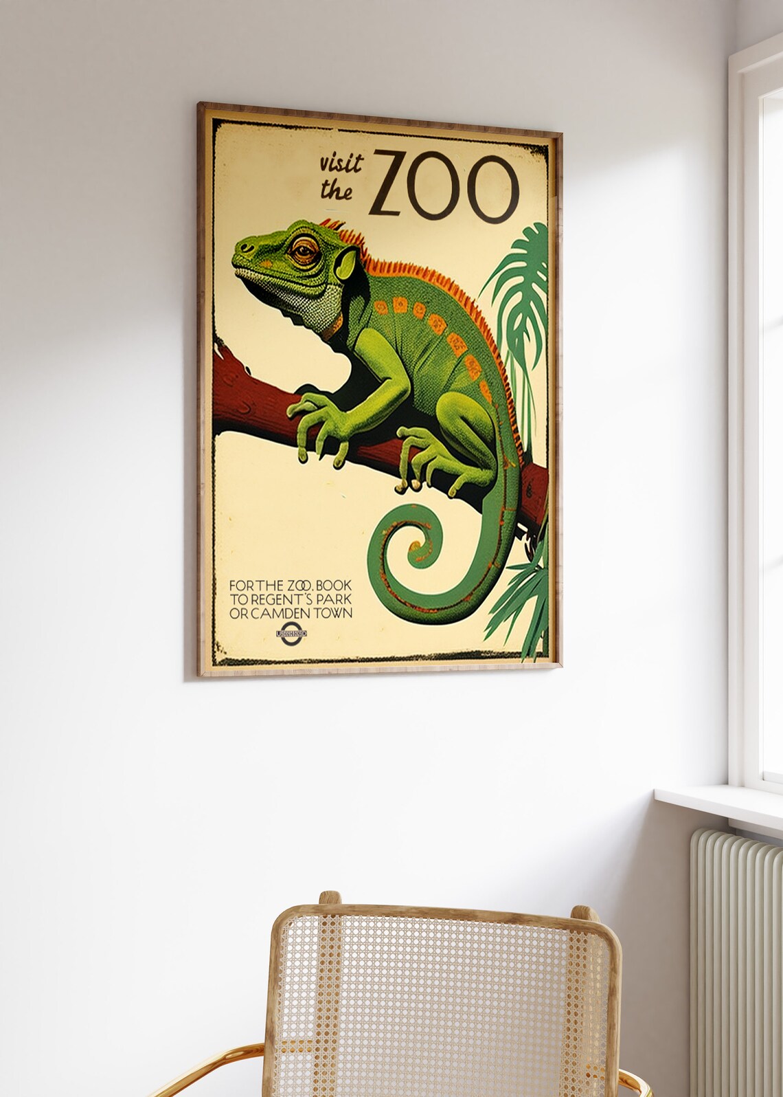 Visit The Zoo Vintage Iguana Regent's Park London Travel Poster - Image 3