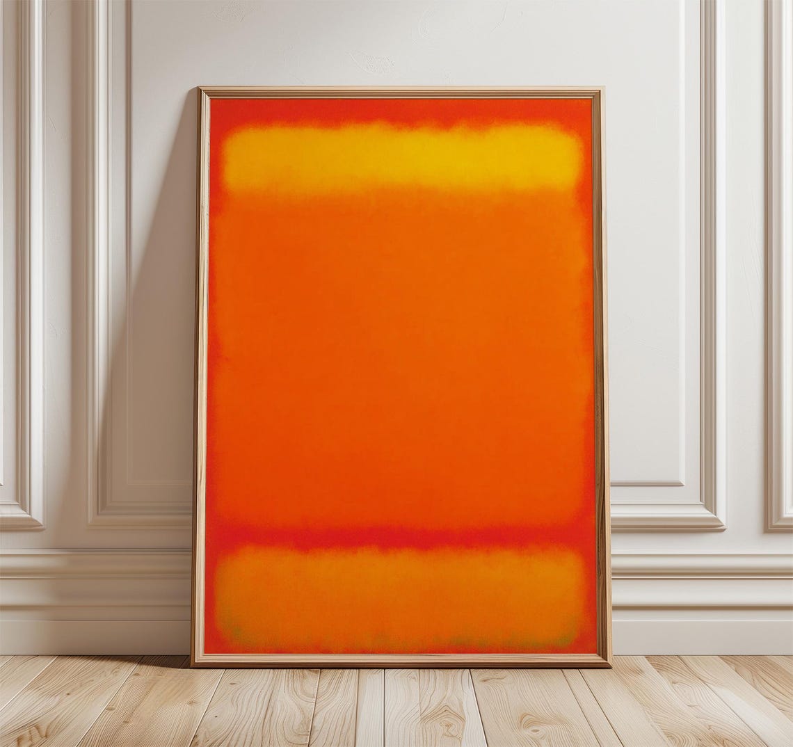 Orange Red Color Field Abstract Rothko Style Modern Art Poster
