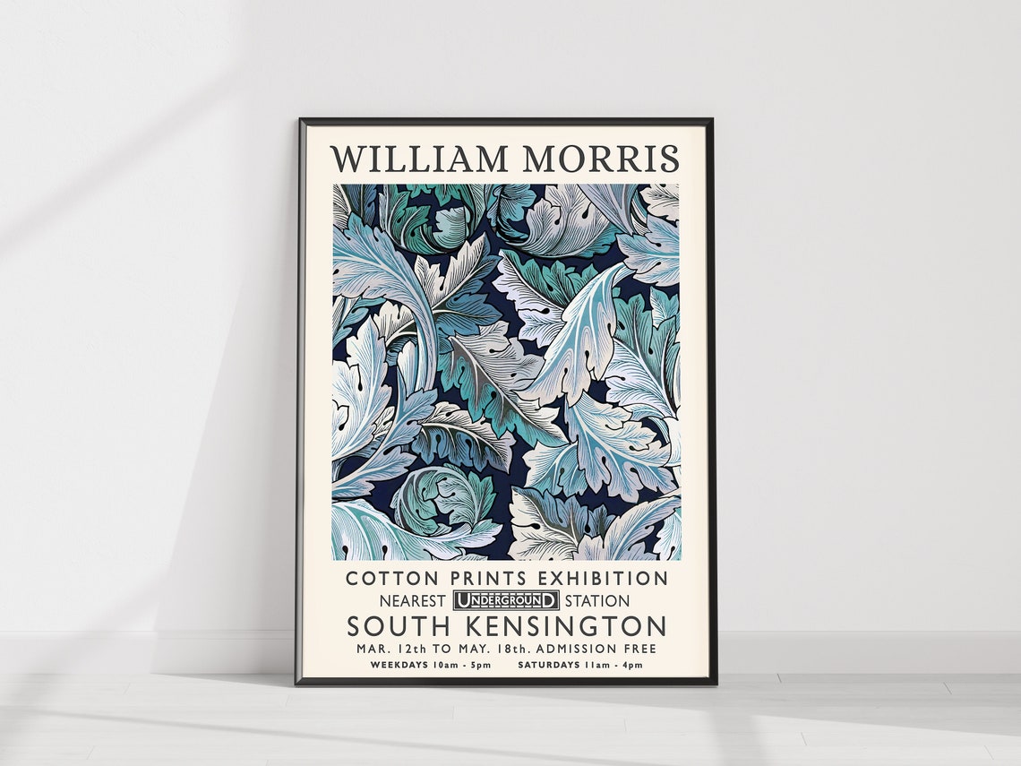 William Morris Cotton Prints Exhibition Poster South Kensington Art - Image 2
