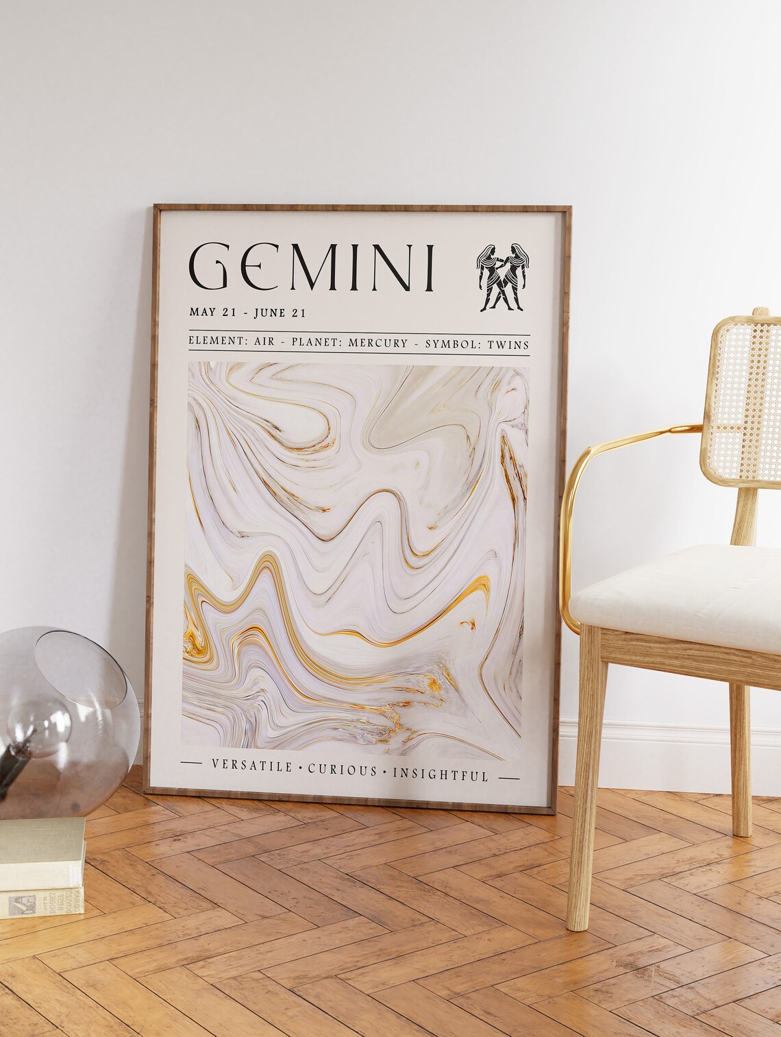 Gemini Star Sign Poster, Boho Astrology Art Print - Image 3