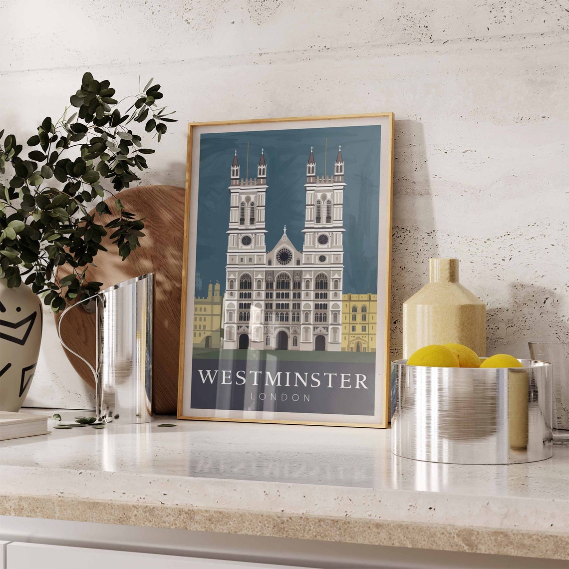 Westminster Abbey London Twin Towers Night Sky Travel Poster - Image 2