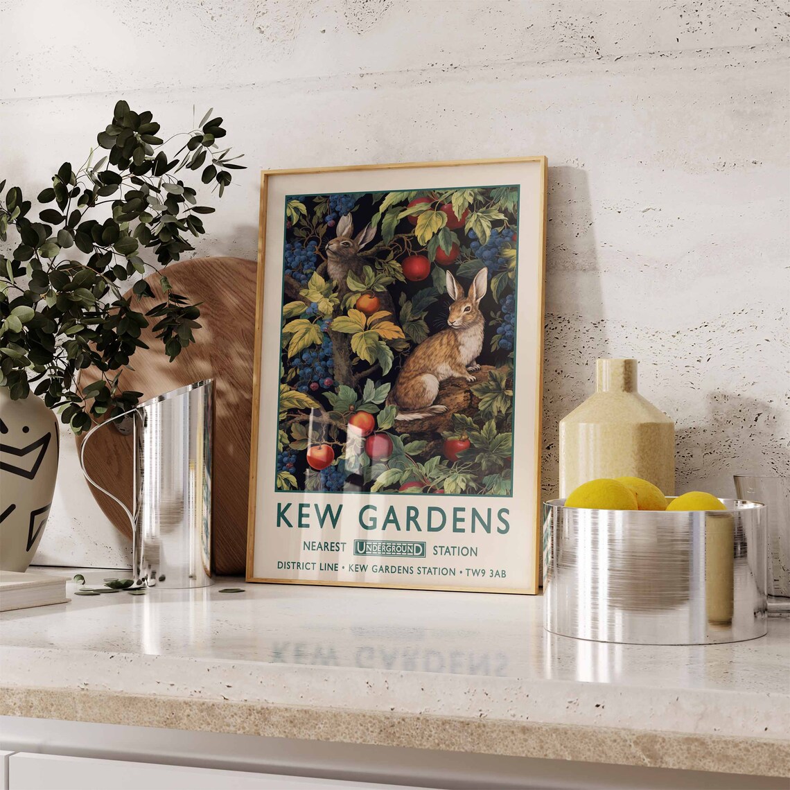 William Morris Rabbit Print, Vintage Floral Poster - Image 2
